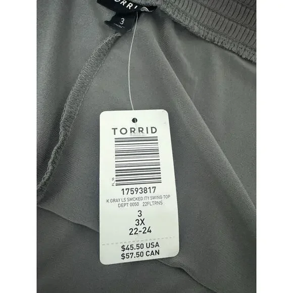 Torrid Off the Shoulder Blouse Size 3X Gray, Flowy NWT - Picture 7 of 12